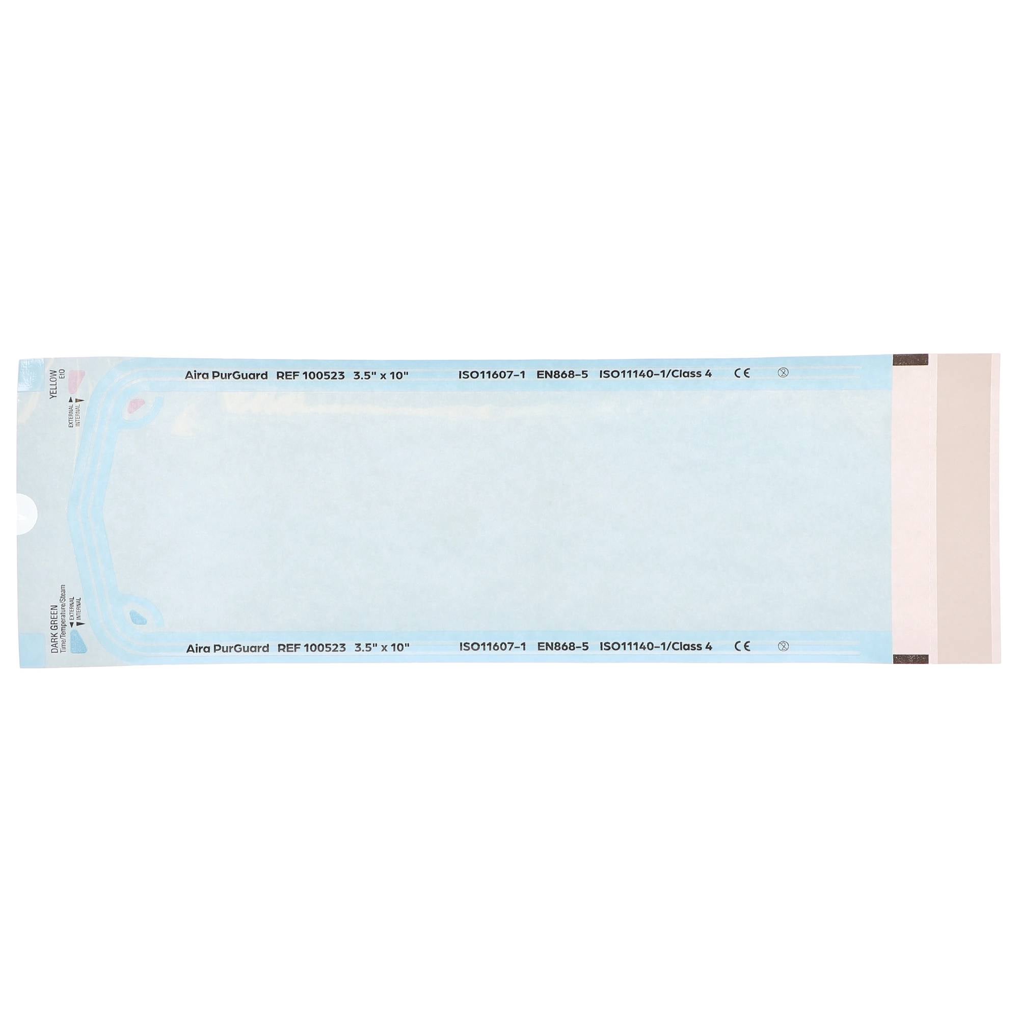 Aira 100523 PurGuard Paper/Blue Film Self-Sealing Sterilization Pouches 3.50